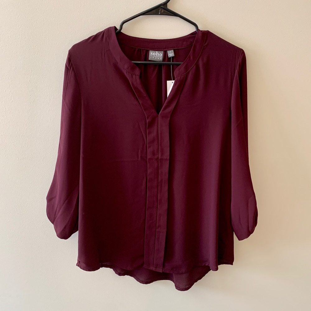 Maroon 3/4 sleeve blouse from NY&C